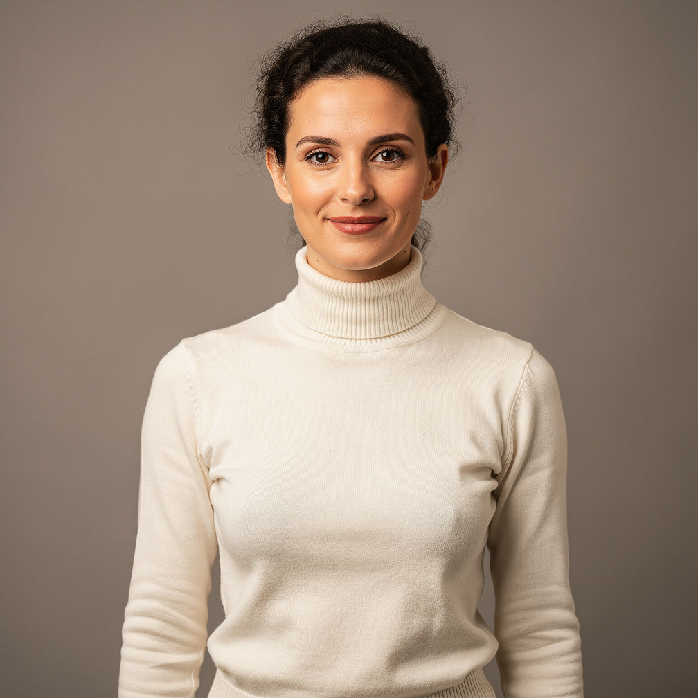 Portrait of a professional Belgian female podcast host and communication trainer